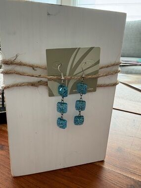 Fair Trade Blue Glass Dangle Earrings